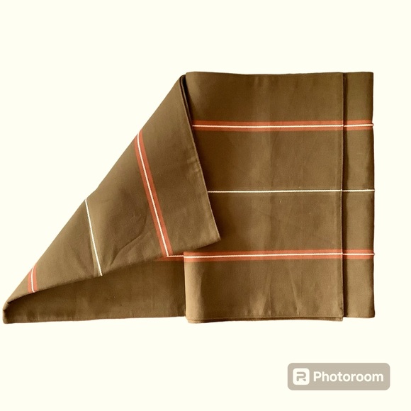 Olive Green And Orange Striped Table Runner 88” - Picture 1 of 2